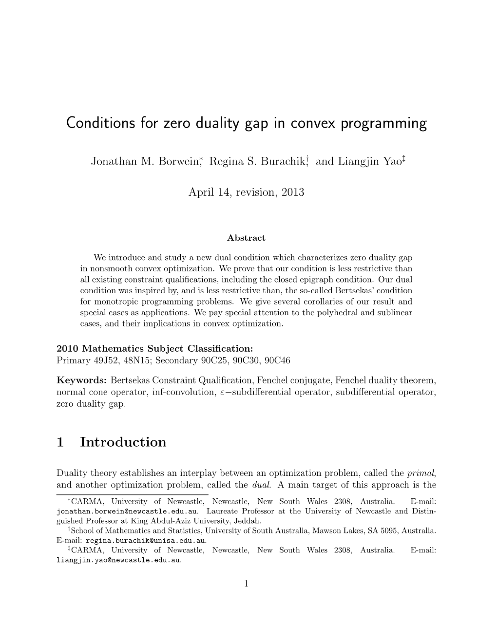 Zero Duality Gap in Convex Programming