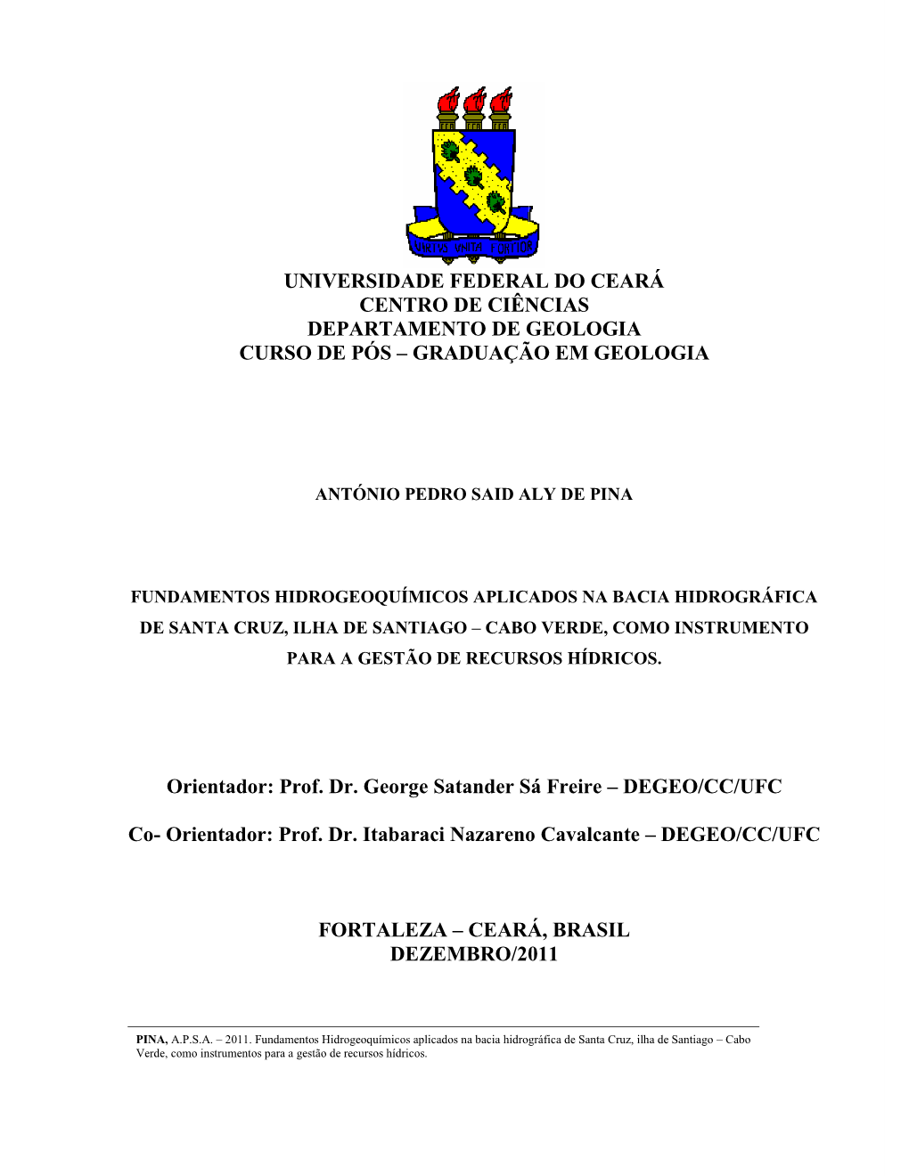 GRADUAÇÃO EM GEOLOGIA Orientador