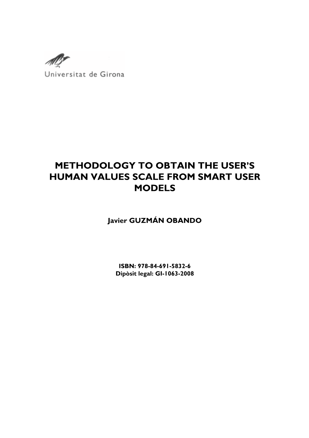 Methodology to Obtain the User's Human Values Scale from Smart User Models