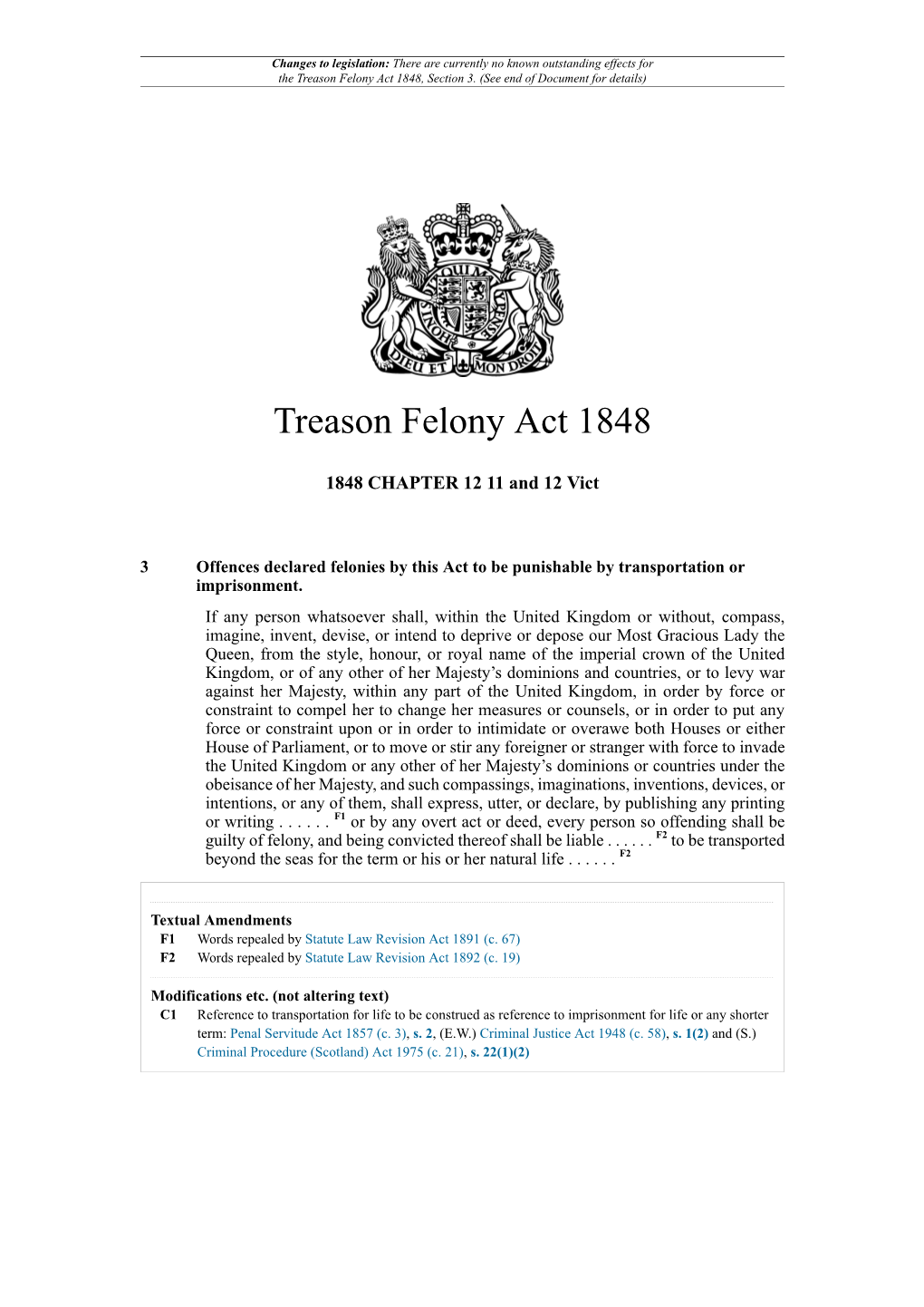 Treason Felony Act 1848, Section 3