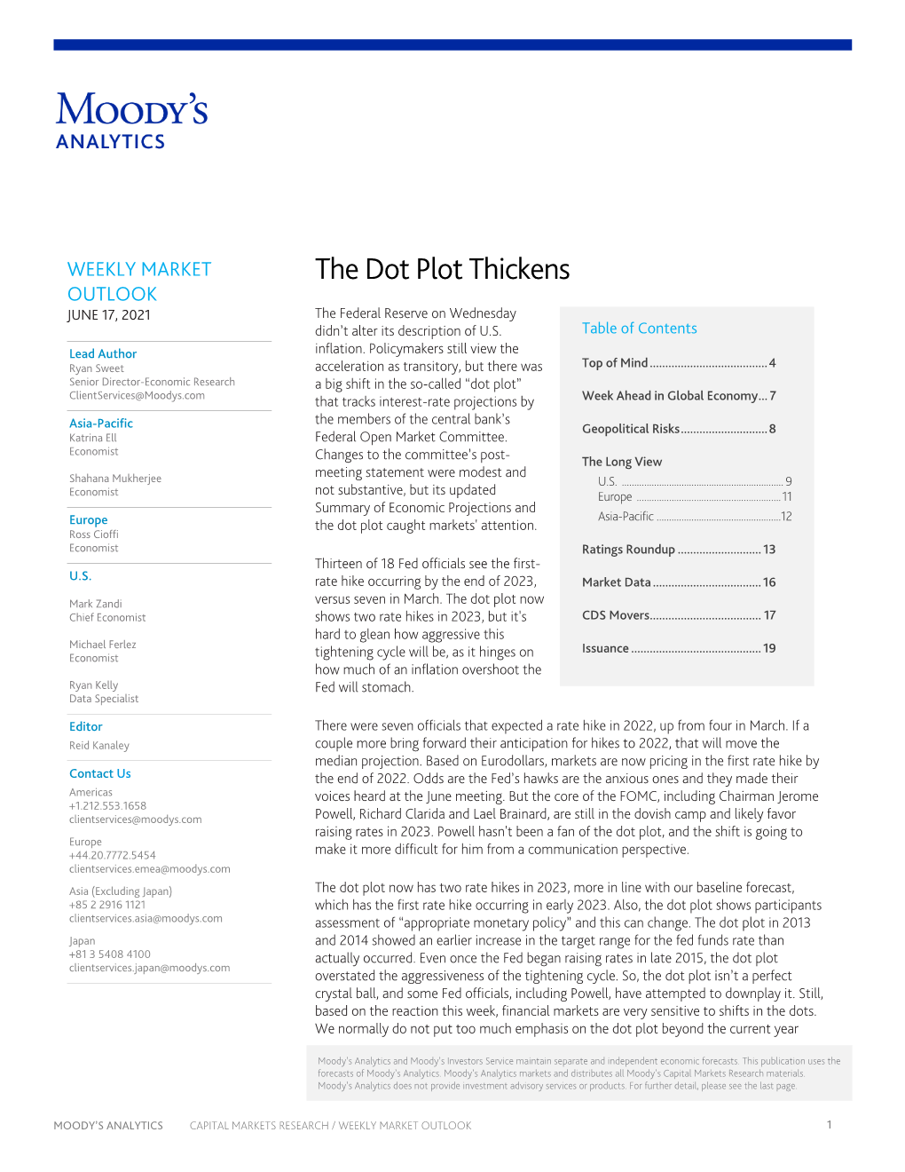 Weekly Market Outlook: the Dot Plot Thickens