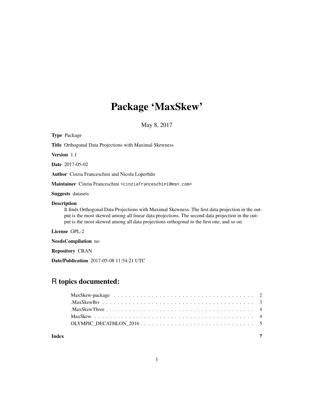Package 'Maxskew'