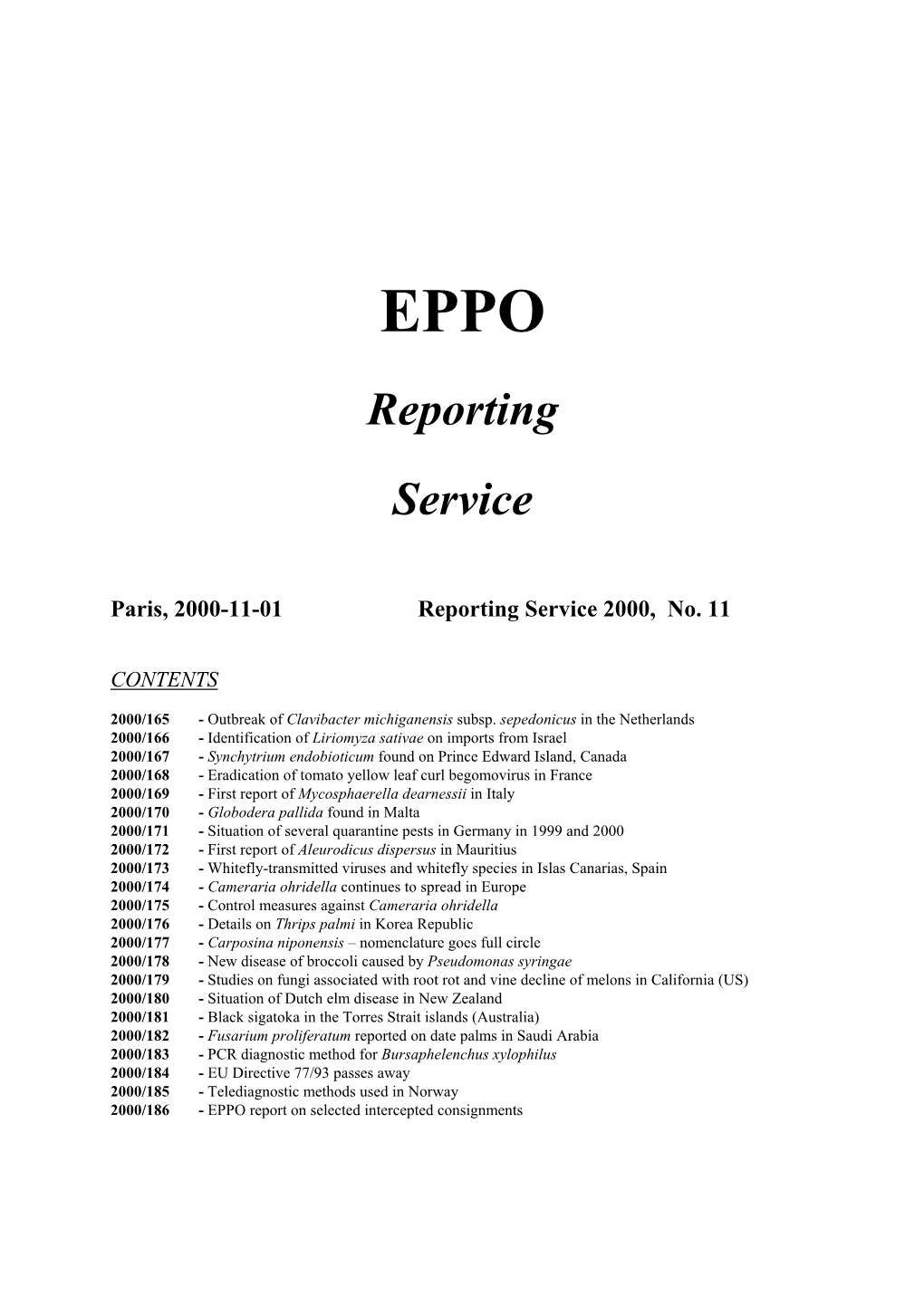 Reporting Service 2000, No