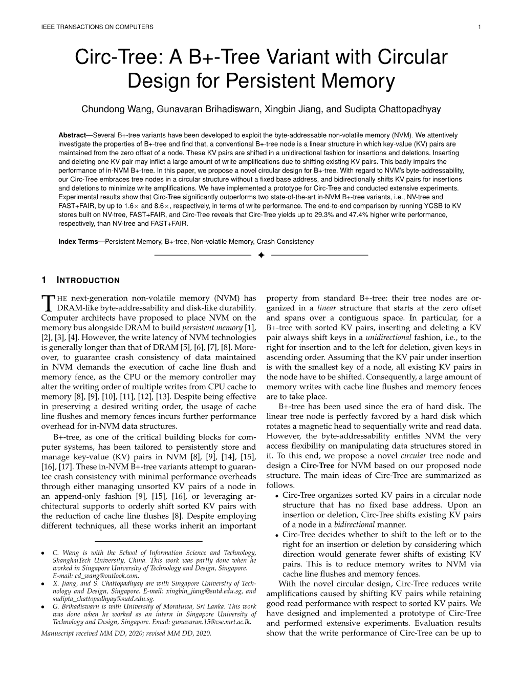 Circ-Tree: a B+-Tree Variant with Circular Design for Persistent Memory