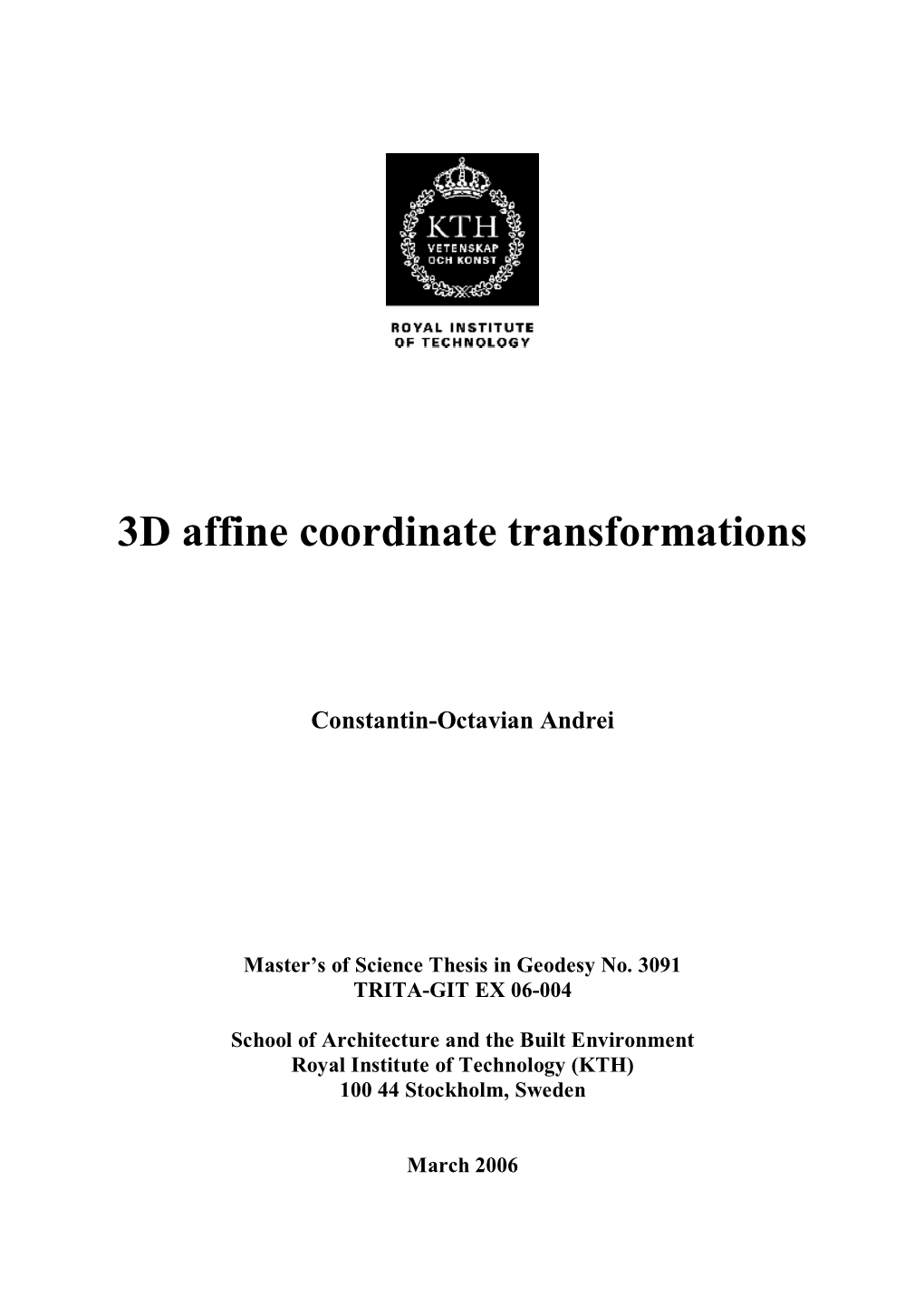 3D Affine Coordinate Transformations