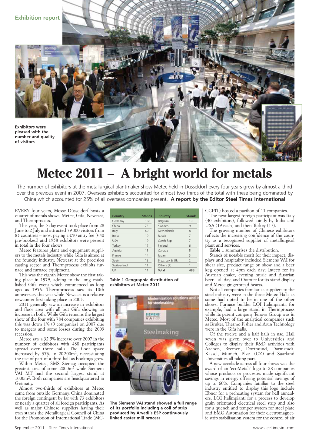 Metec 2011 – a Bright World for Metals