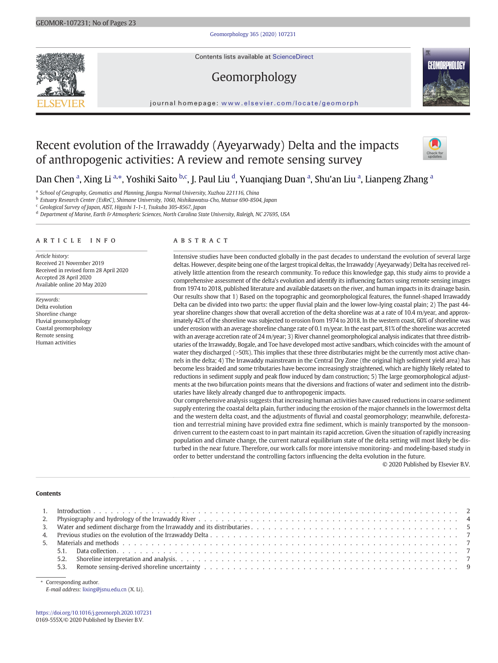 Recent Evolution of the Irrawaddy (Ayeyarwady) Delta and the Impacts of Anthropogenic Activities: a Review and Remote Sensing Survey