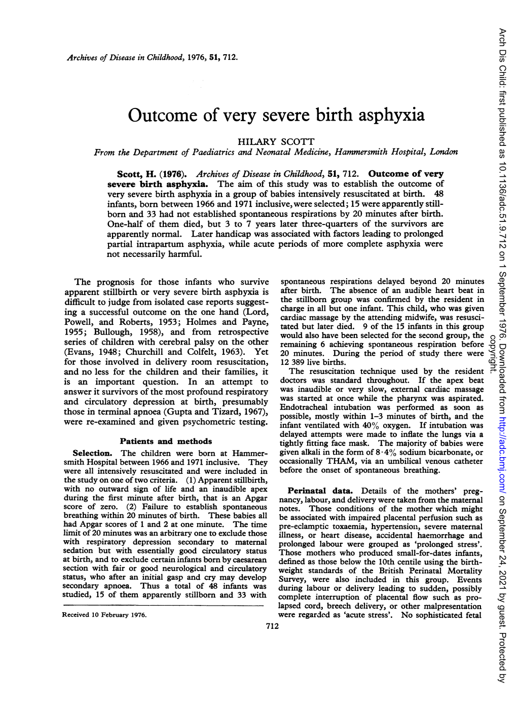 Outcome Ofvery Severe Birth Asphyxia