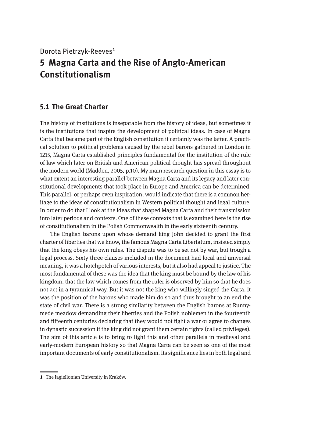 5 Magna Carta and the Rise of Anglo-American Constitutionalism