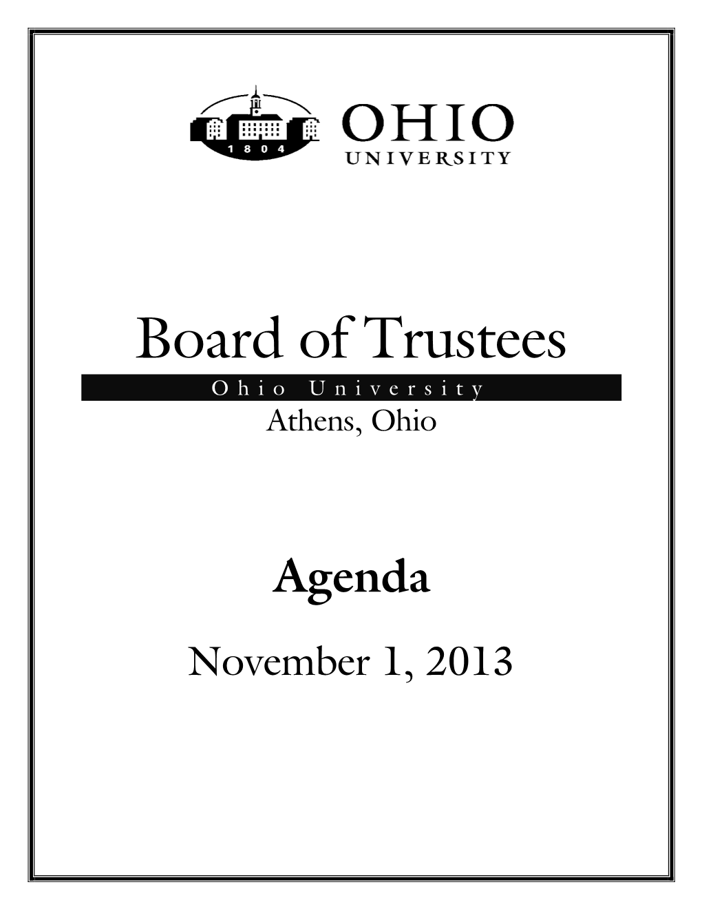 Board of Trustees Ohio University Athens, Ohio