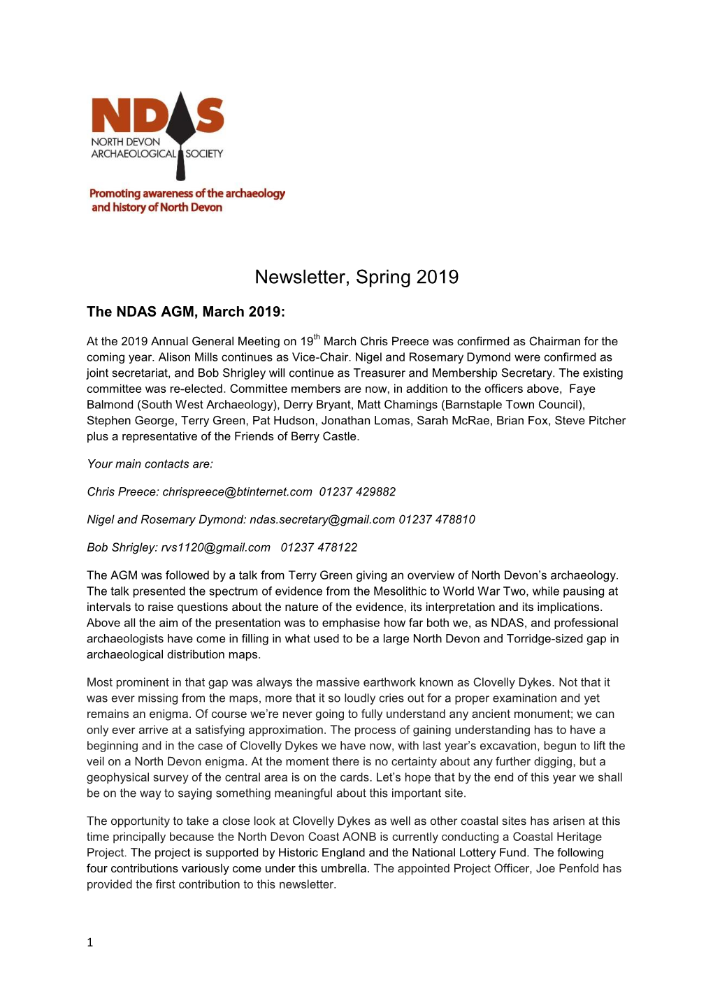 Newsletter, Spring 2019