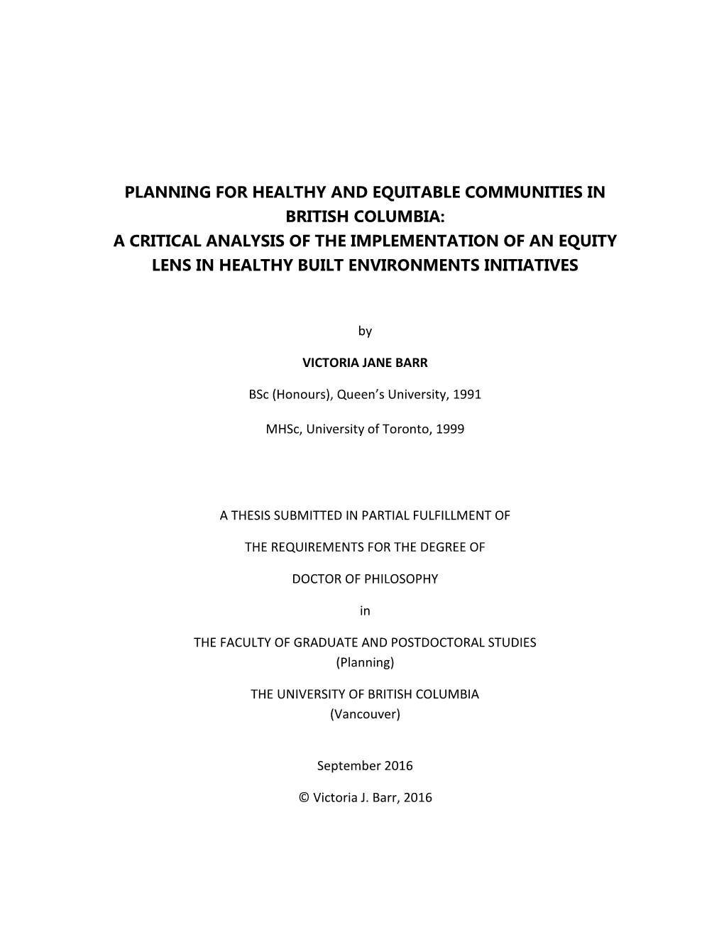 Equity Lens in Healthy Built Environments Initiatives
