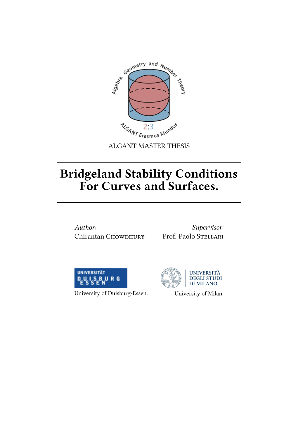 Bridgeland Stability Conditions for Curves and Surfaces