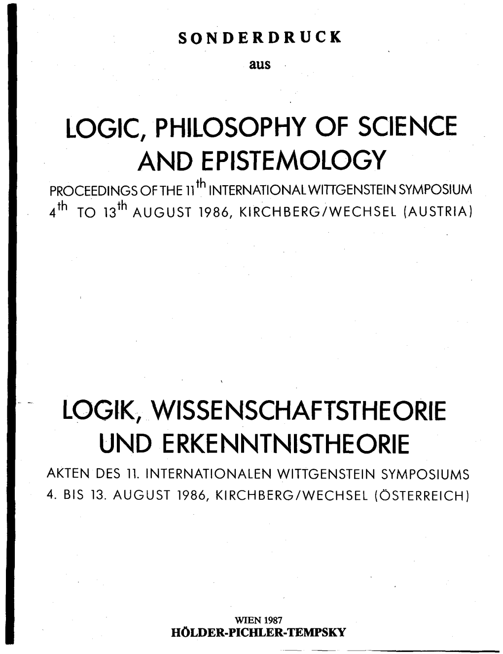 Logic, Philosophy of Science and Epistemology Logik