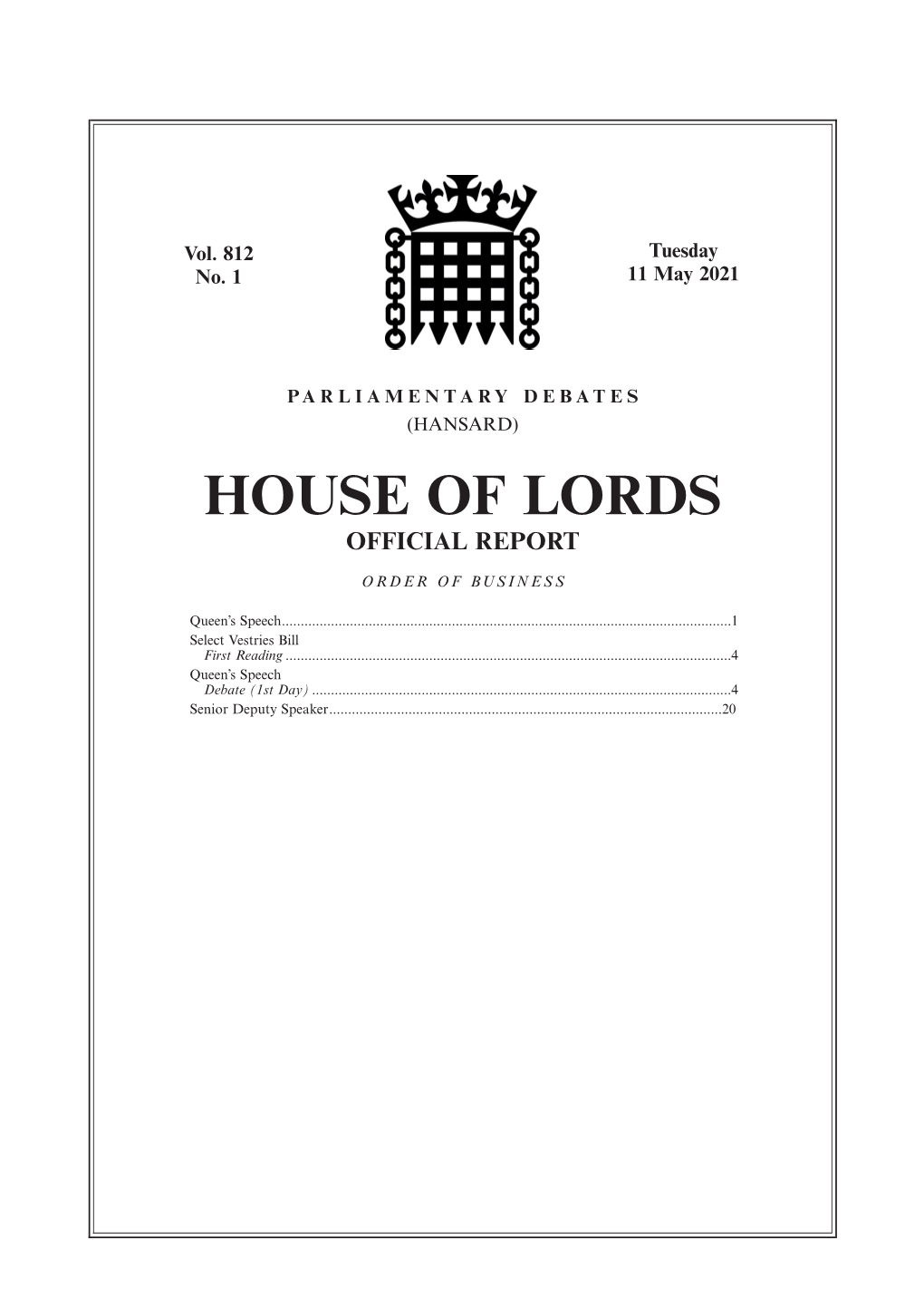 House of Lords Official Report