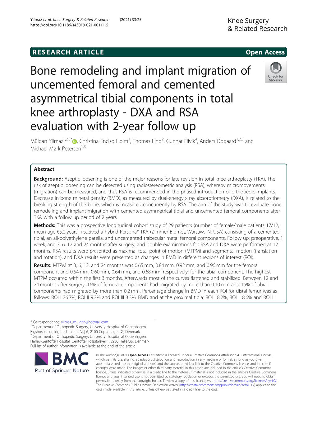 Bone Remodeling and Implant Migration of Uncemented Femoral