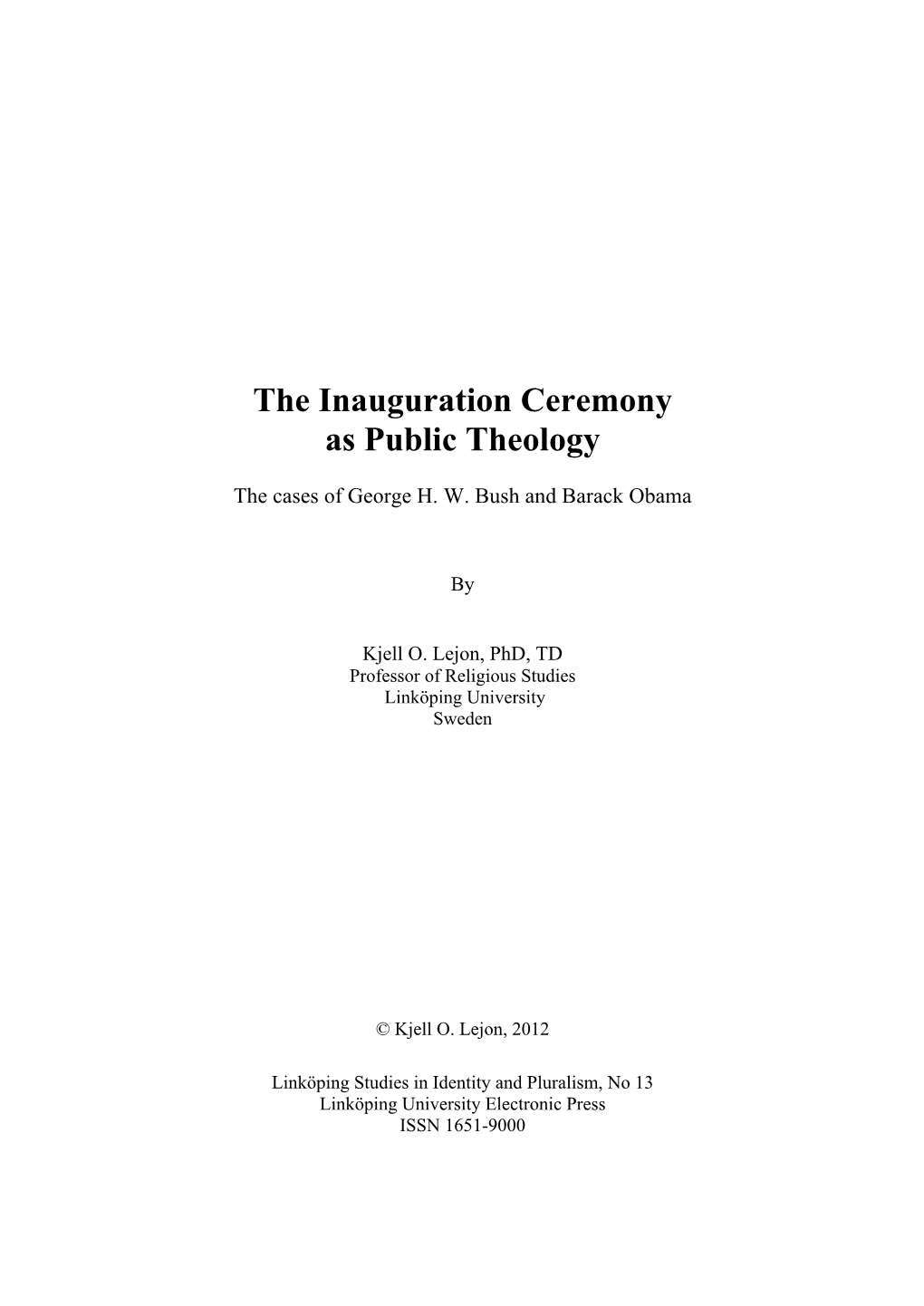 The Inauguration Ceremony As Public Theology