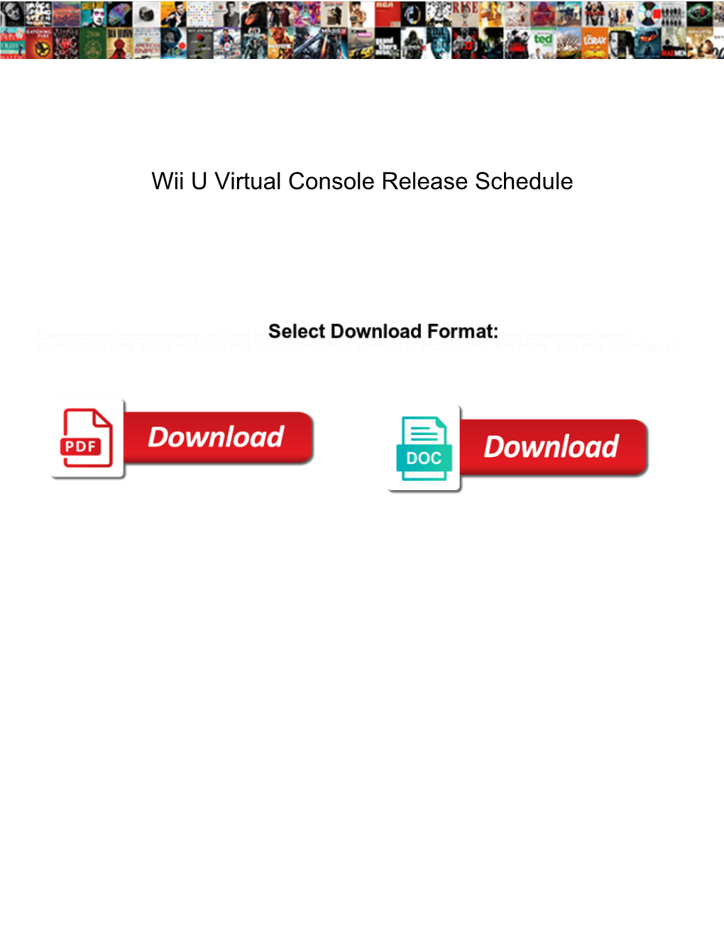 Wii U Virtual Console Release Schedule