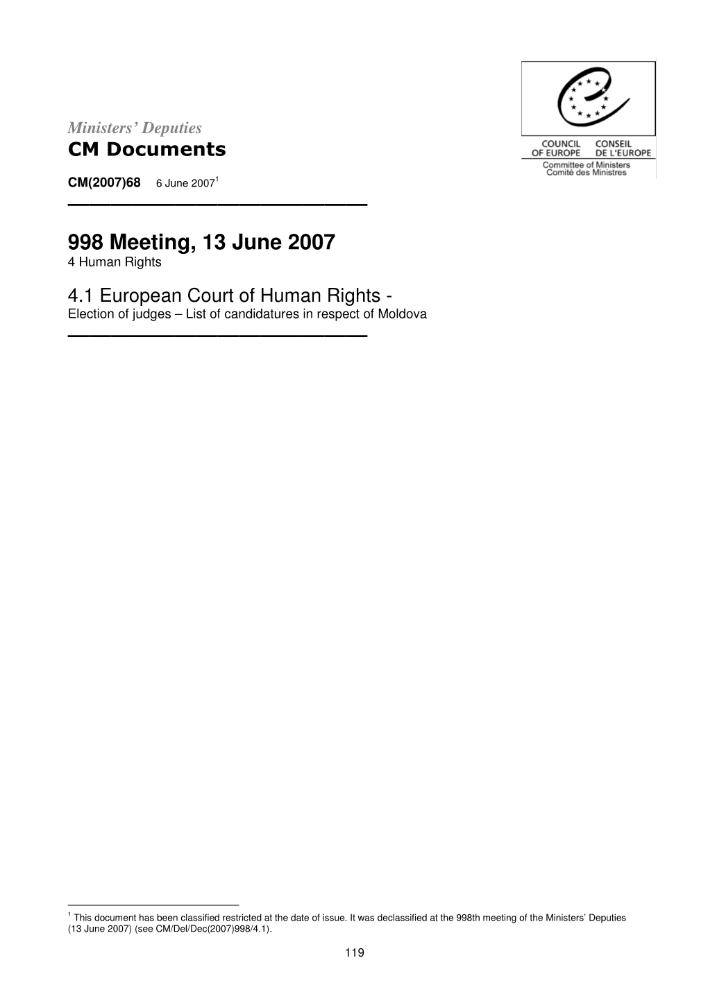 Election of Judges to the European Court of Human Rights