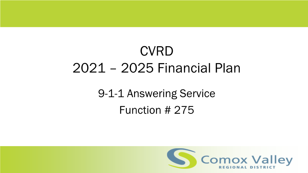CVRD 2015 – 2019 Financial Plan
