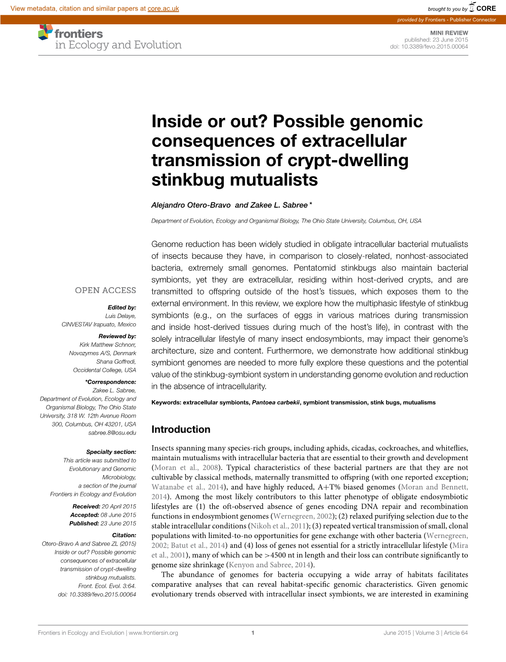 Possible Genomic Consequences of Extracellular Transmission of Crypt-Dwelling Stinkbug Mutualists