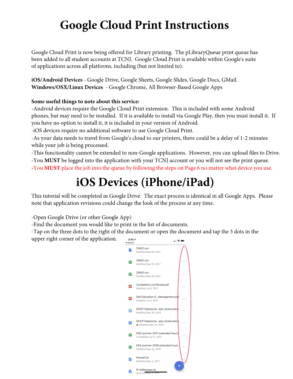 Google Cloud Print Instructions