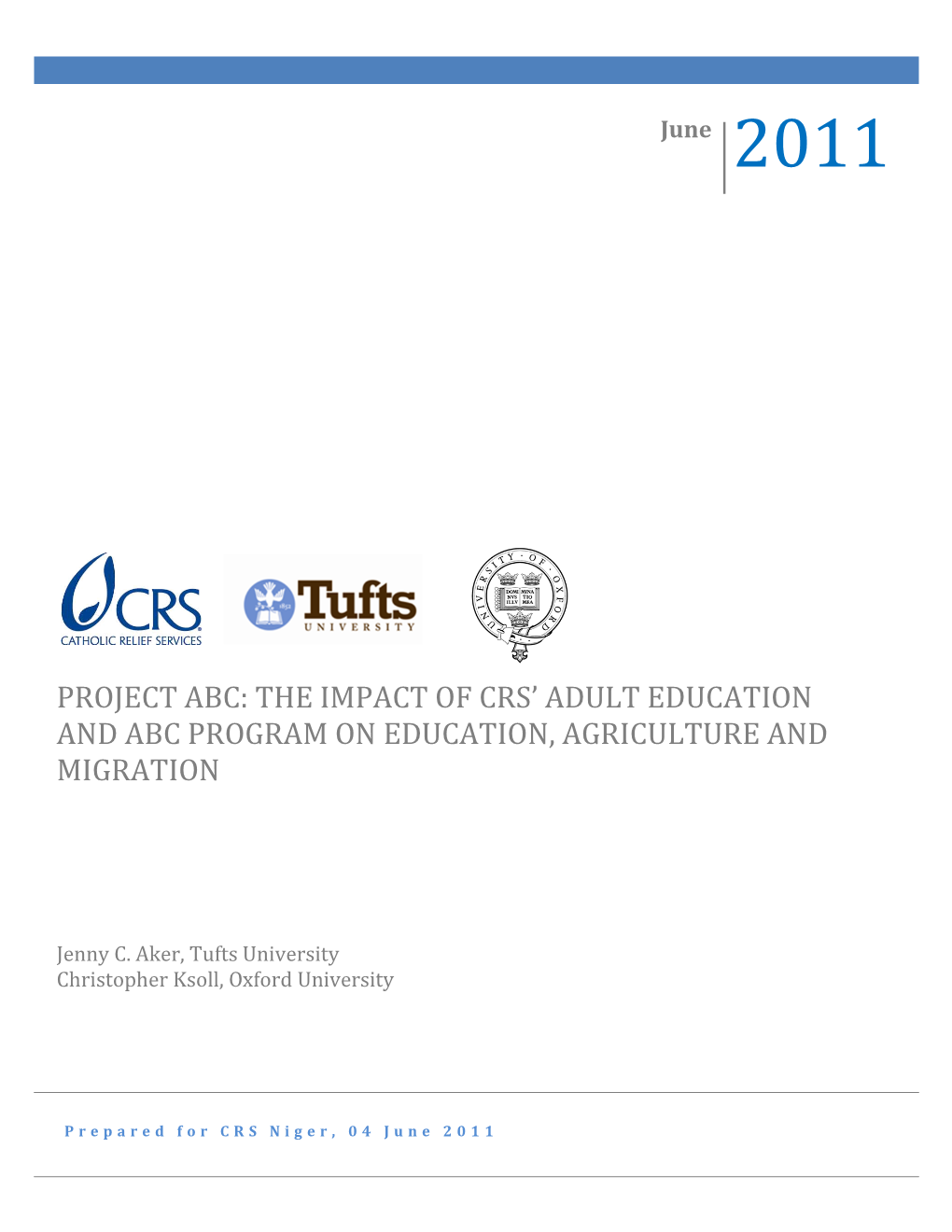 Project Abc: the Impact of Crs’ Adult Education and Abc Program on Education, Agriculture and Migration