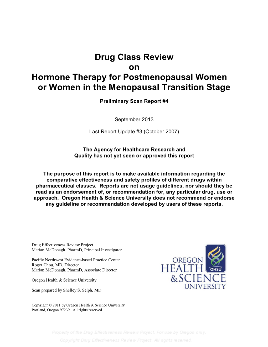 Drug Class Review on Hormone Therapy for Postmenopausal Women Or Women in the Menopausal Transition Stage