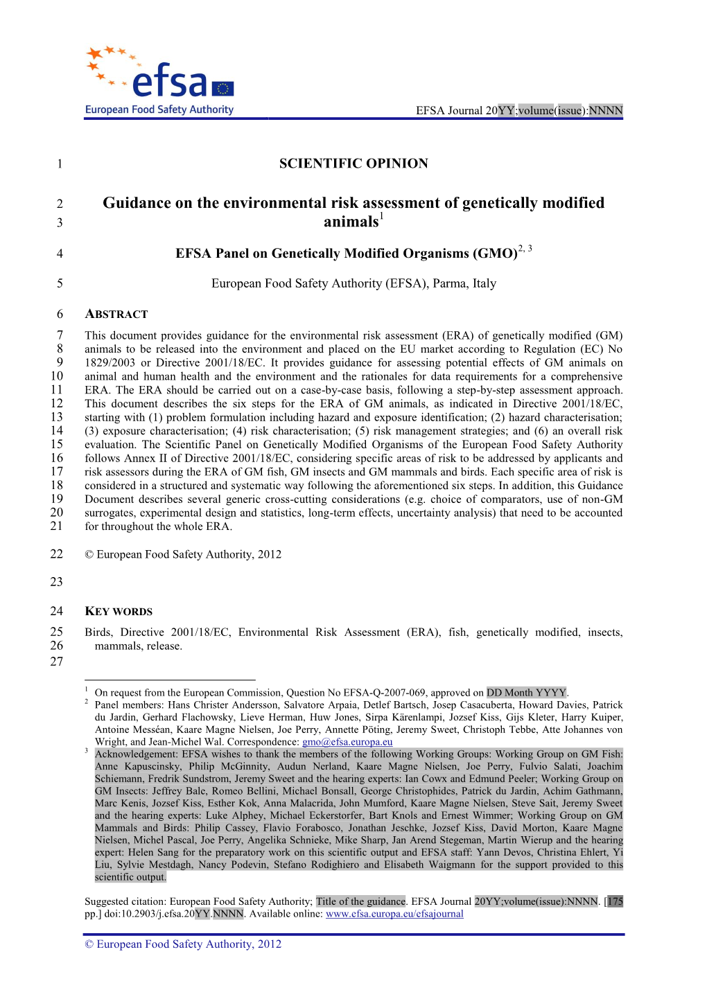 Guidance on the Environmental Risk Assessment of Genetically Modified 1 3 Animals