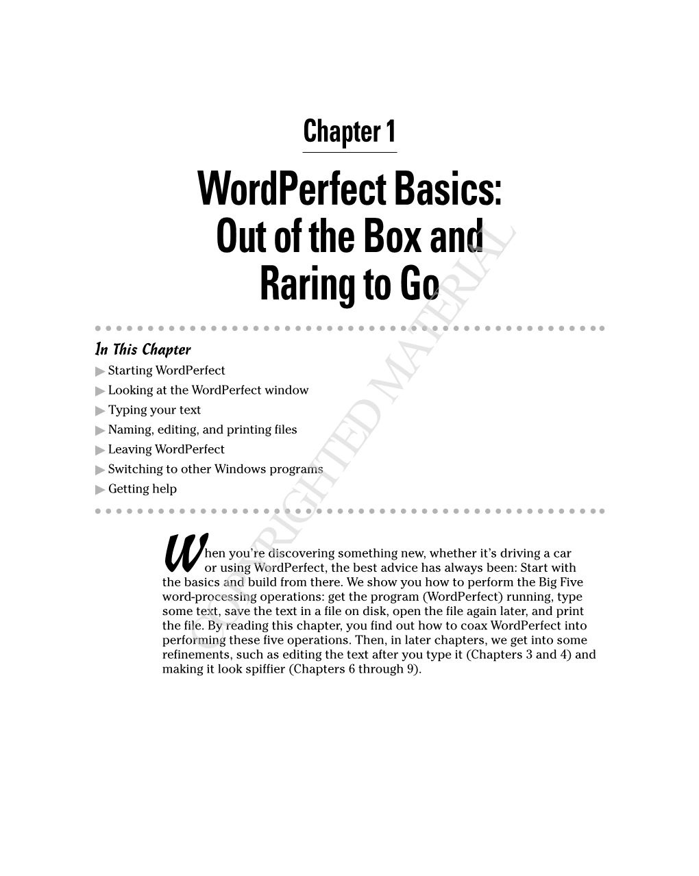 Wordperfect Basics: out of the Box and Raring to Go