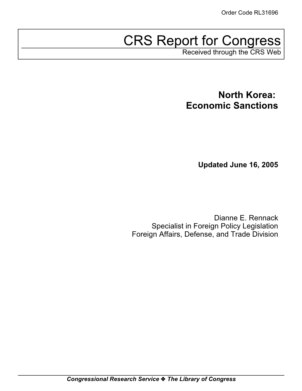 North Korea: Economic Sanctions