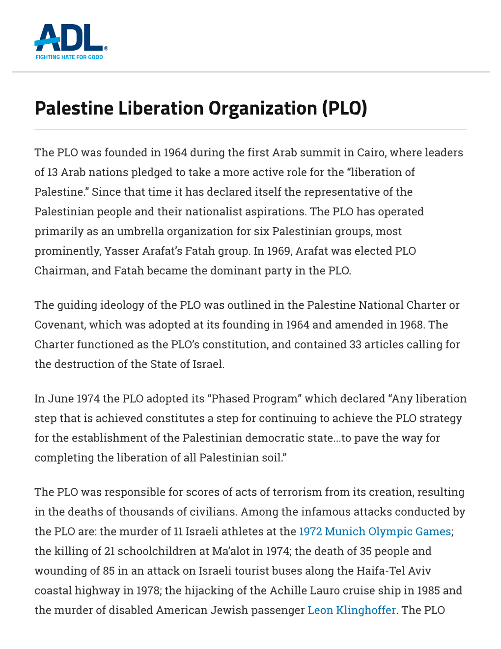 Palestine Liberation Organization (PLO)