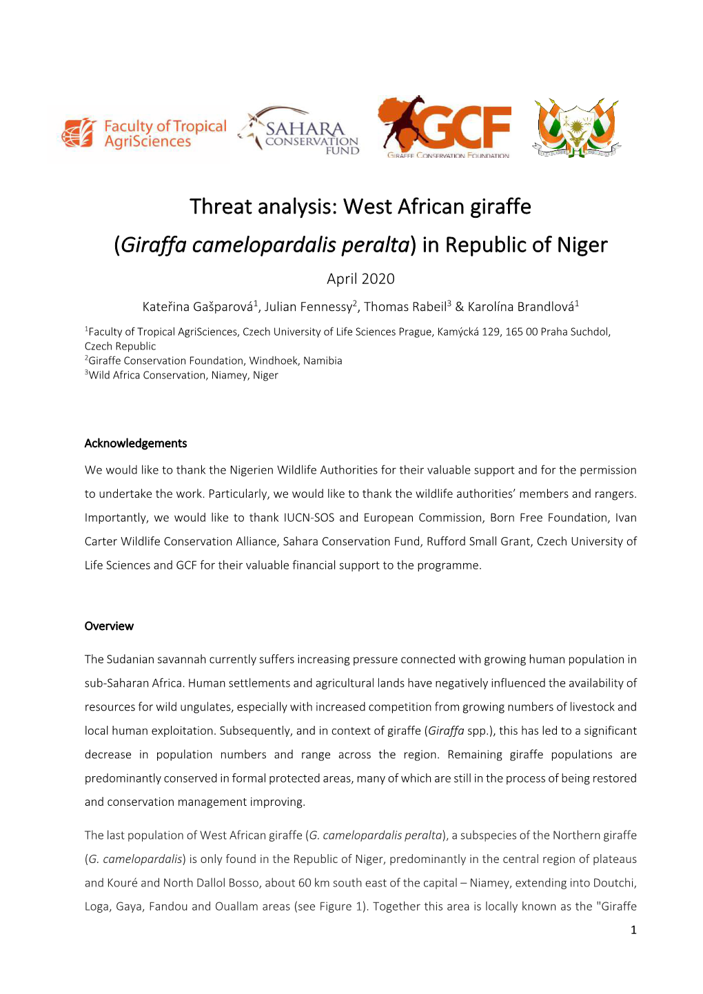 Threat Analysis: West African Giraffe