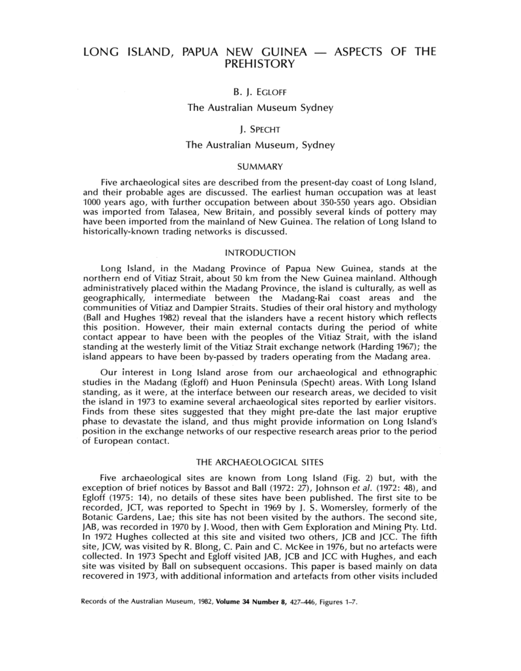 Long Island, Papua New Guinea - Aspects of the Prehistory