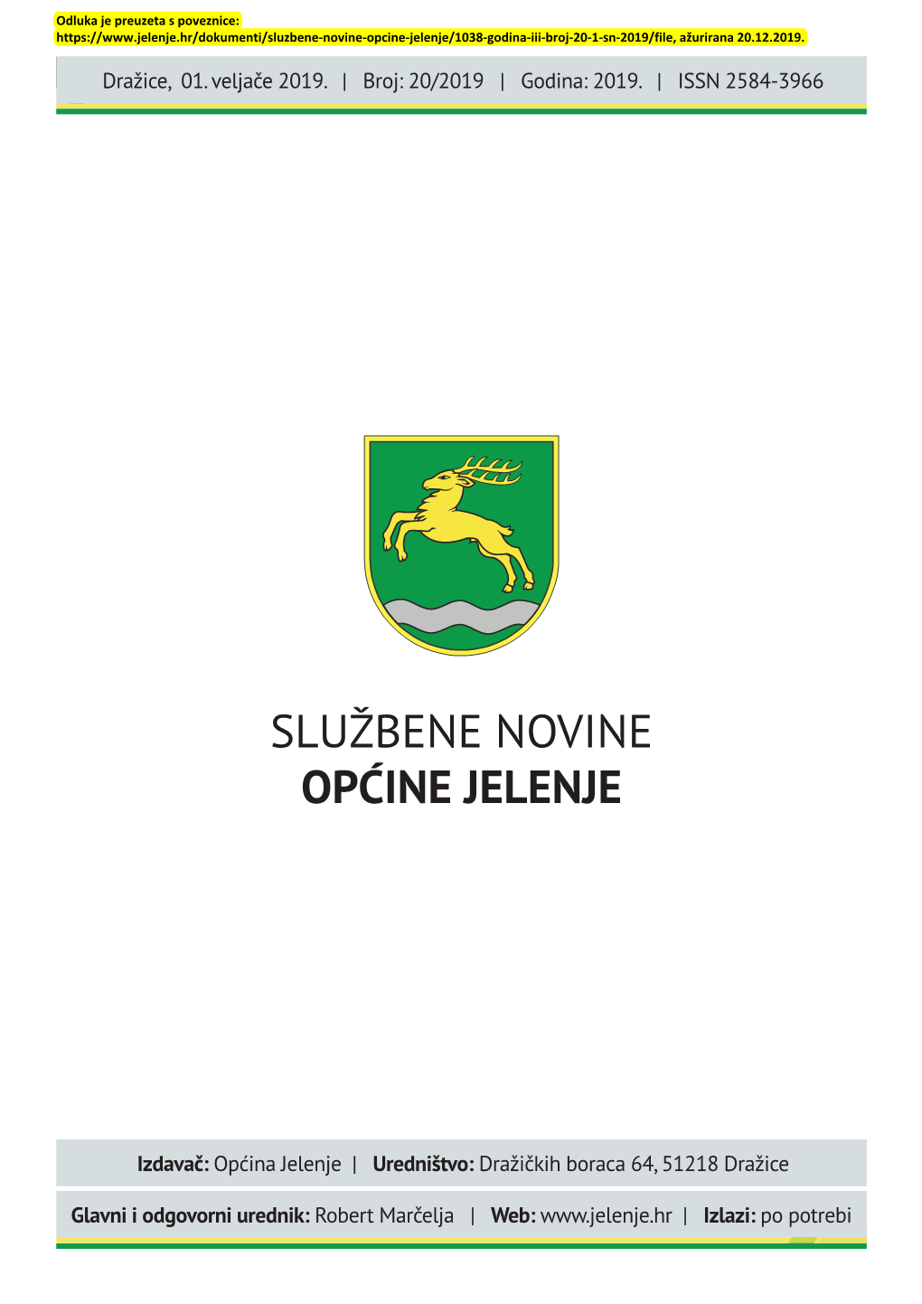 Službene Novine Općine Jelenje