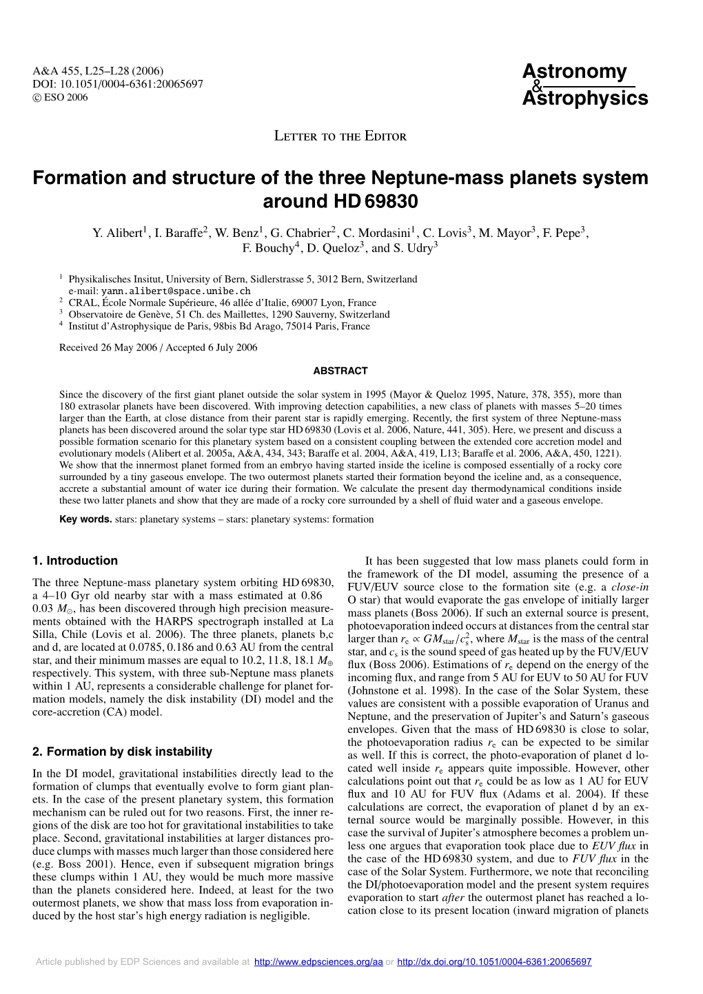 Formation and Structure of the Three Neptune-Mass Planets System Around HD 69830