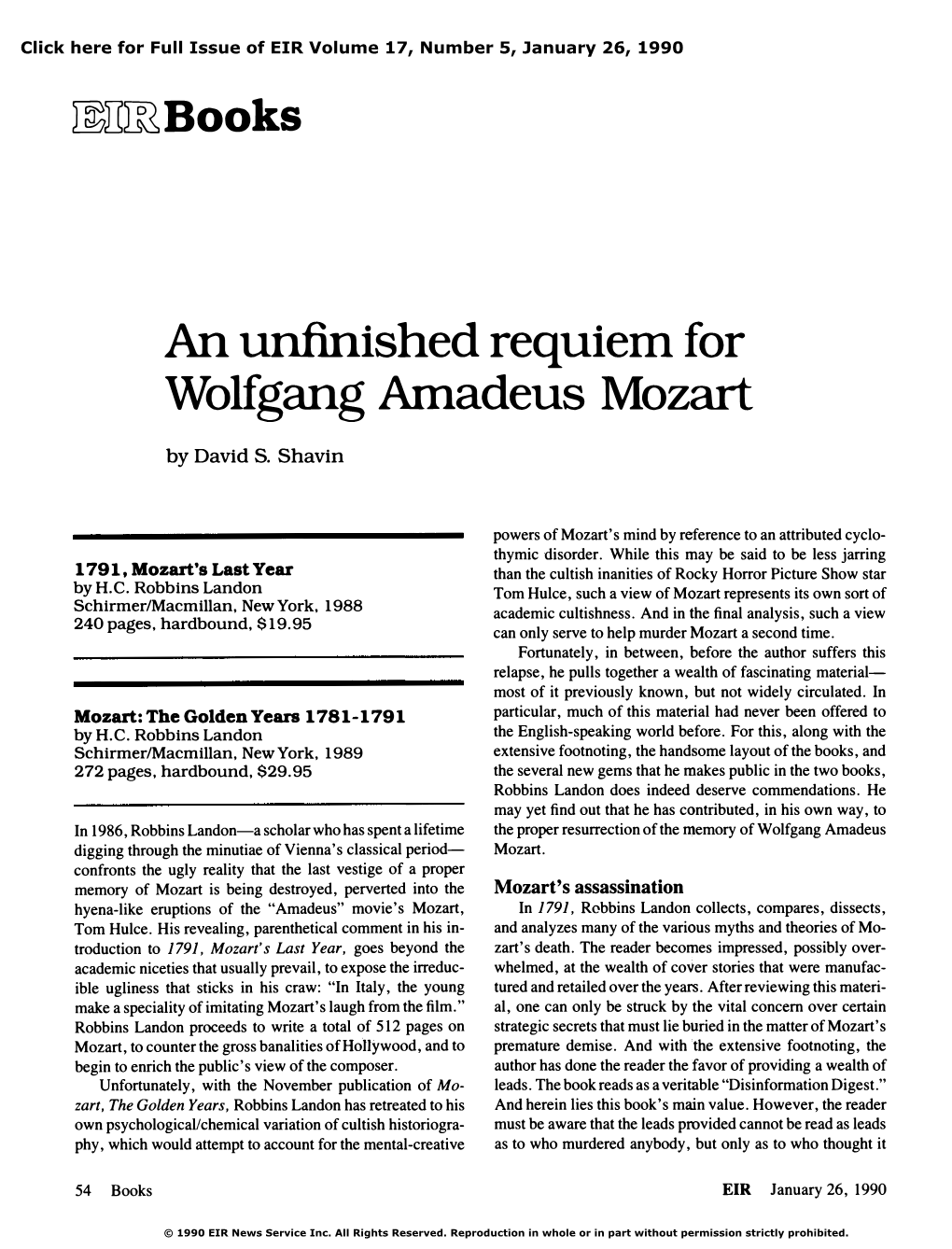 An Unfinished Requiem for Wolfgang Amadeus Mozart