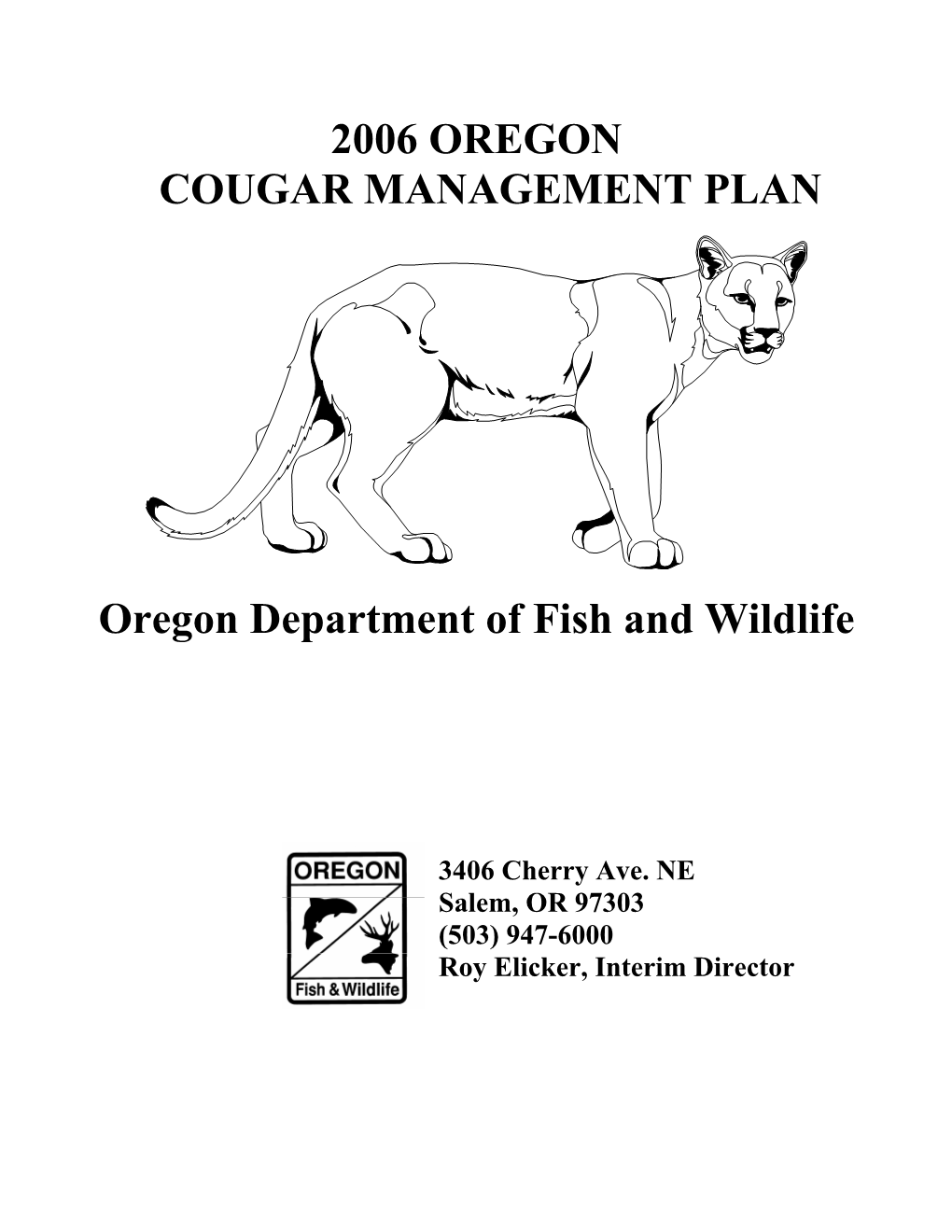 2006 Oregon Cougar Management Plan