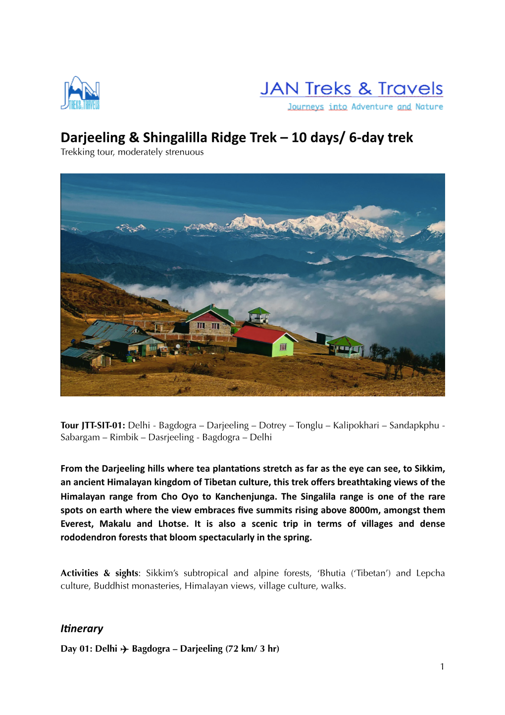 Darjeeling & Shingalilla Ridge Trek – 10 Days/ 6-Day Trek