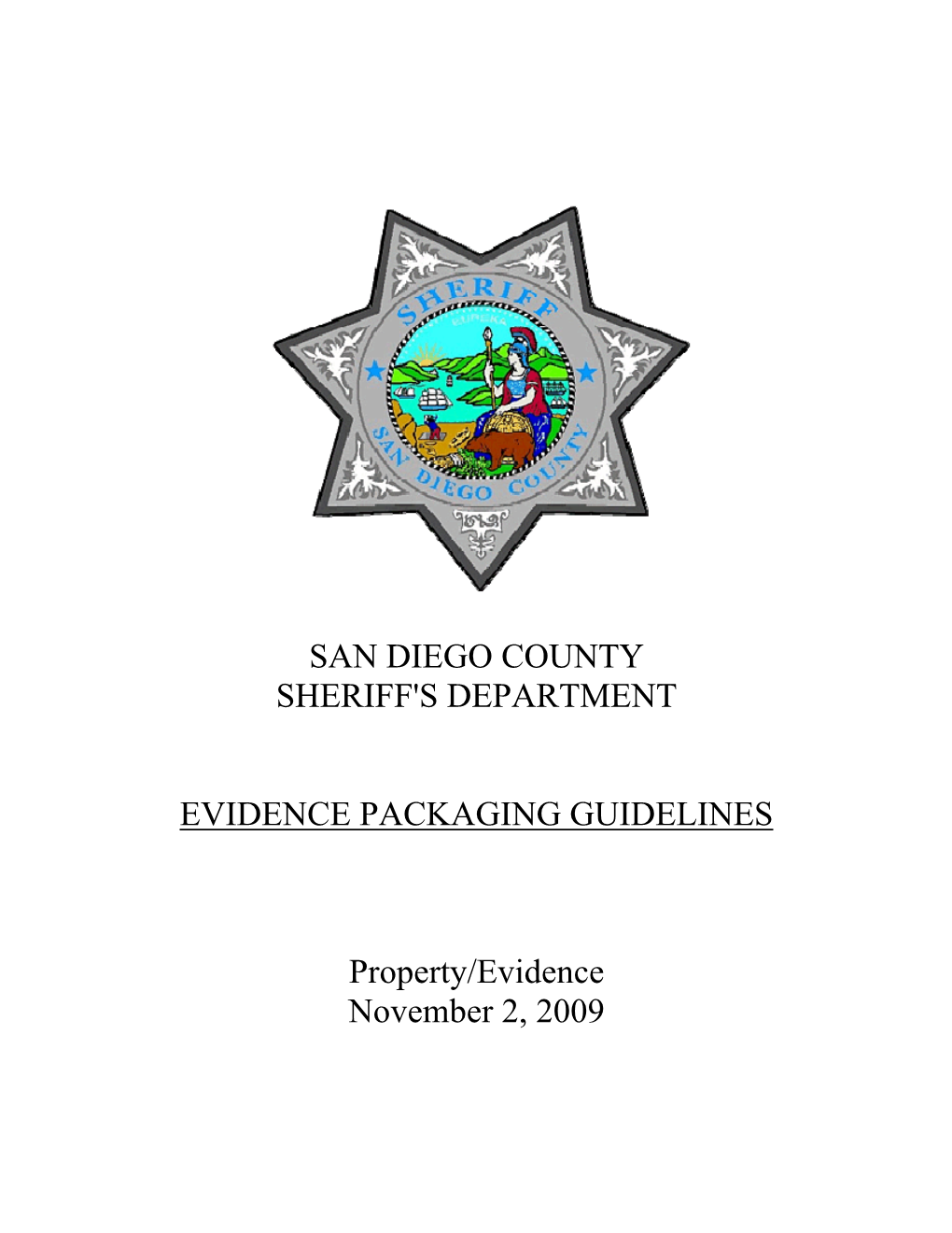 San Diego County Sheriff's Department Evidence