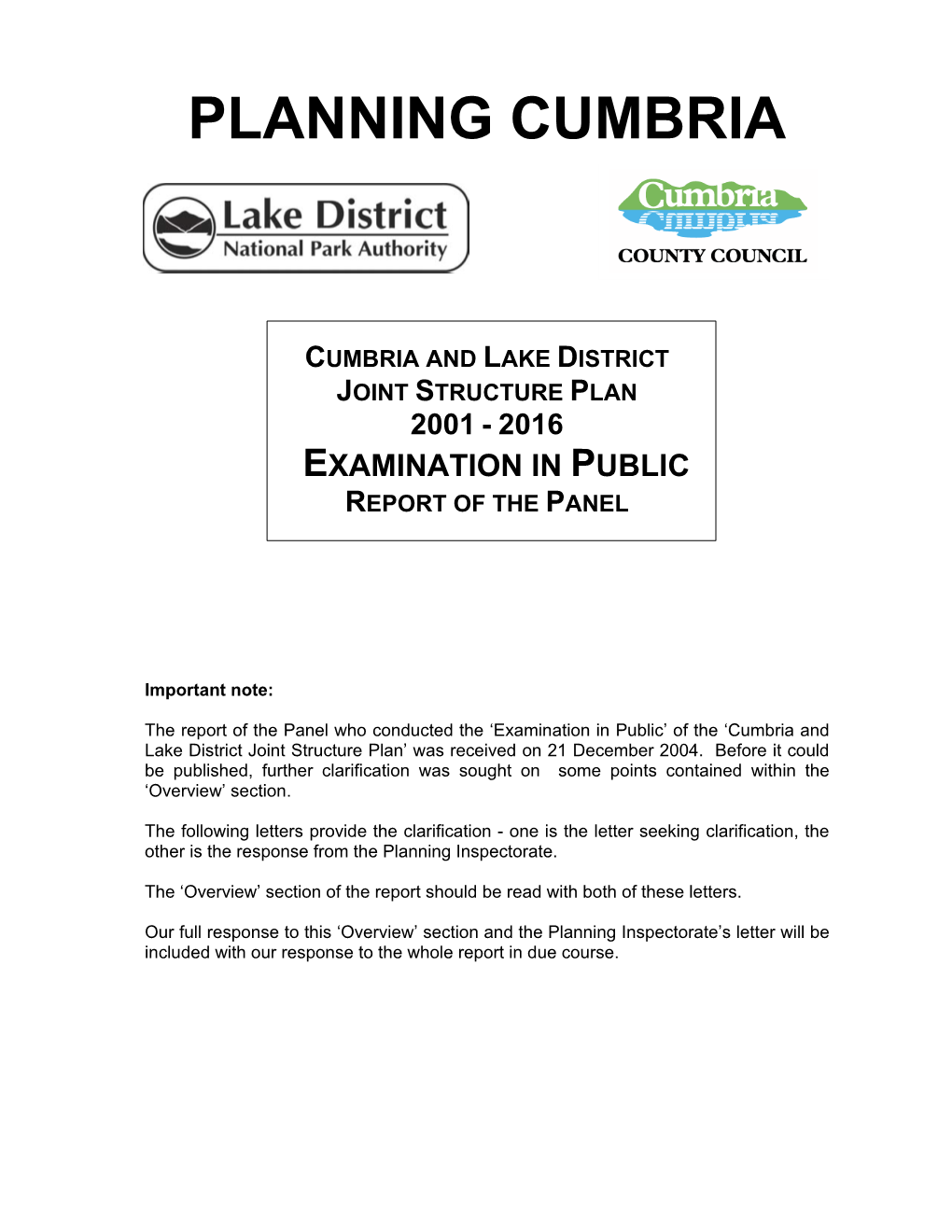 Planning Cumbria: Structure Plan