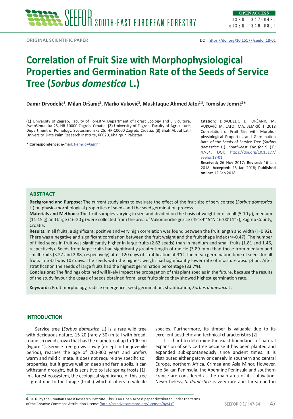 Co-Rrelation of Fruit Size with Morpho-Physiological Properties