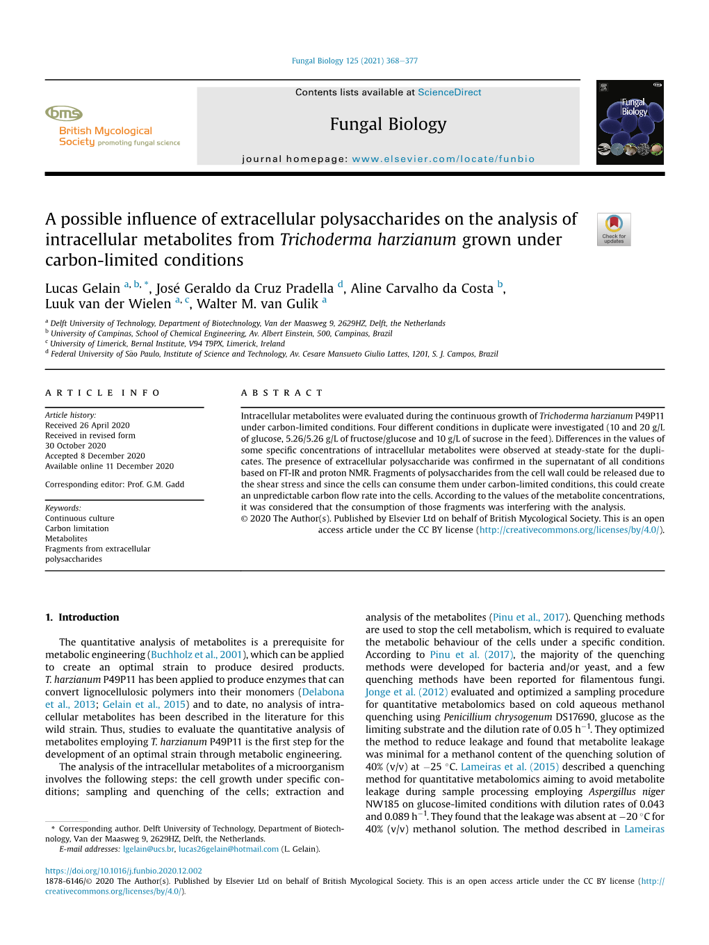 A Possible Influence of Extracellular Polysaccharides on the Analysis Of