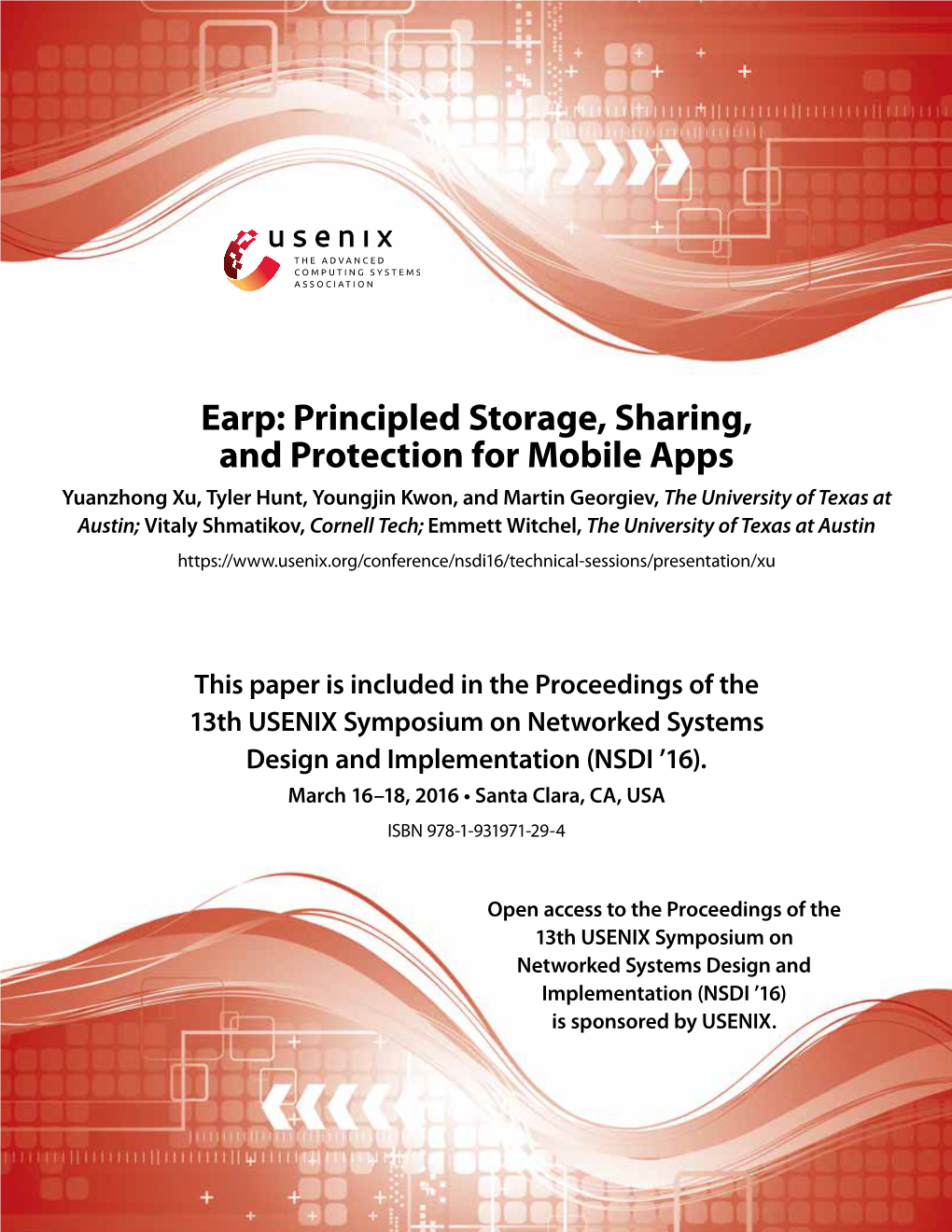 Earp: Principled Storage, Sharing, and Protection for Mobile Apps