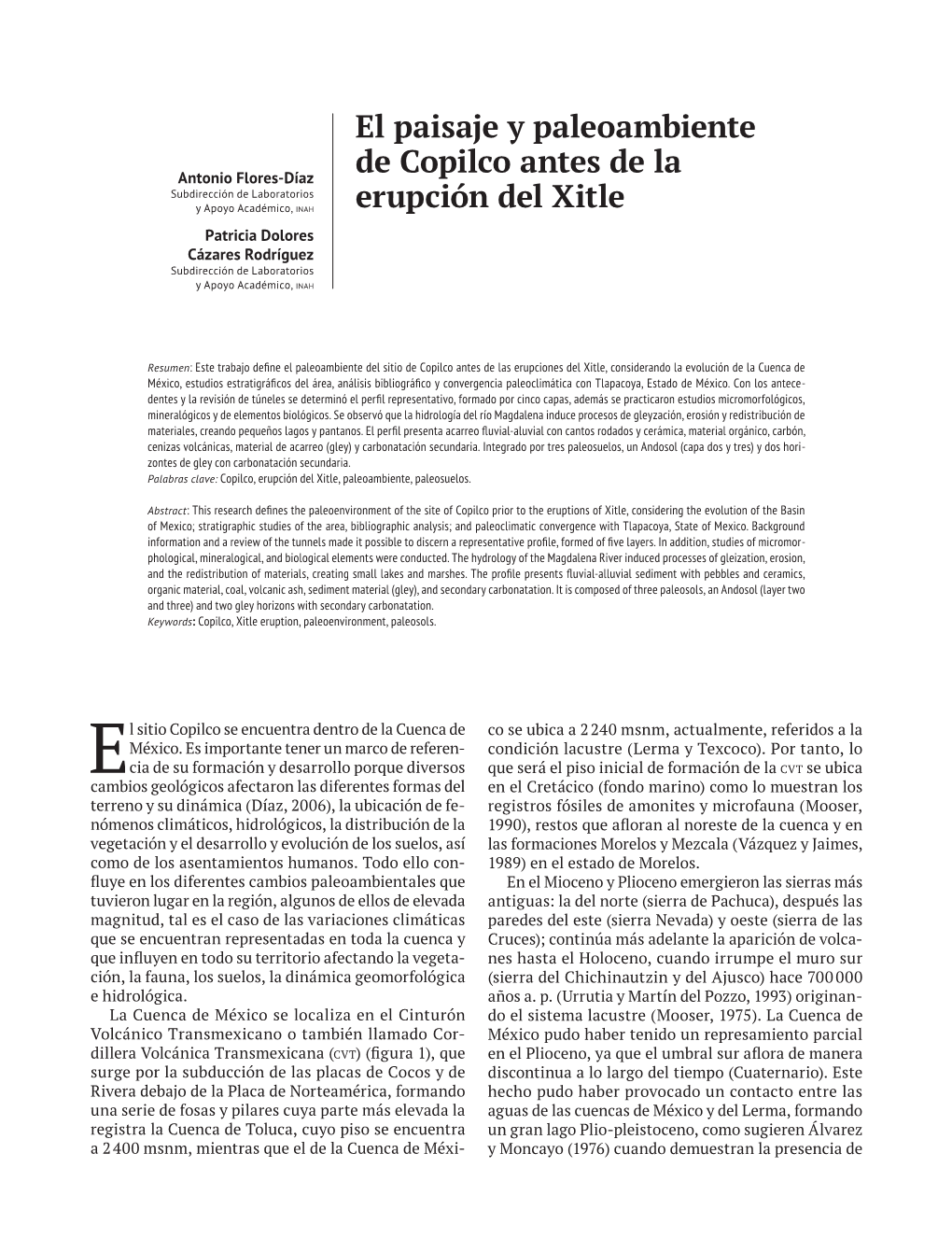 El Paisaje Y Paleoambiente De Copilco Antes De La Erupción Del Xitle