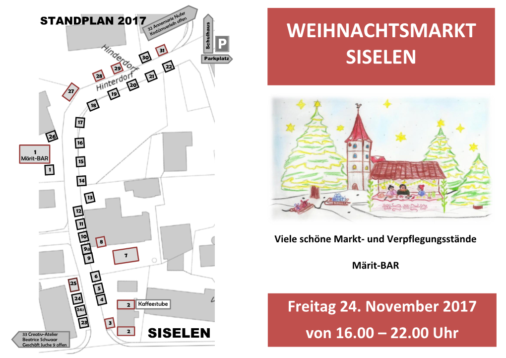 Weihnachtsmarkt Siselen – Aussteller 2017