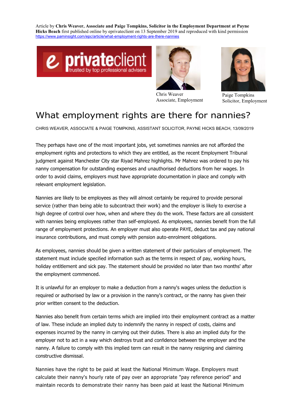 What Employment Rights Are There for Nannies?