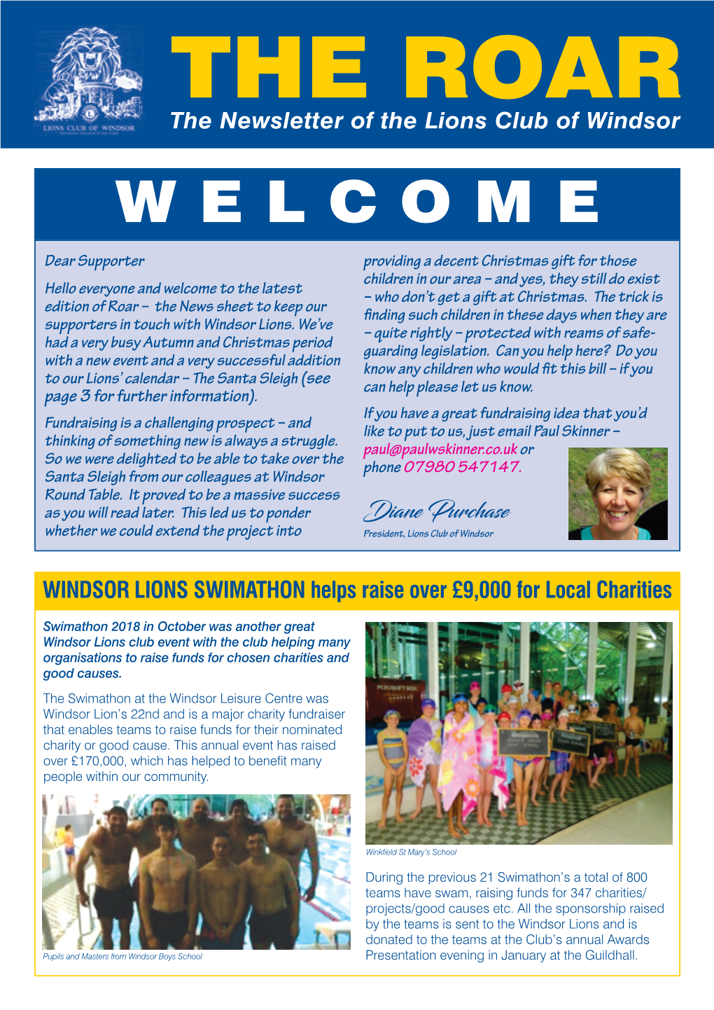 THE ROAR the Newsletter of the Lions Club of Windsor WELCOME