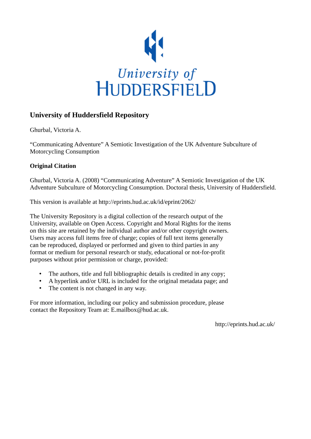 University of Huddersfield Repository