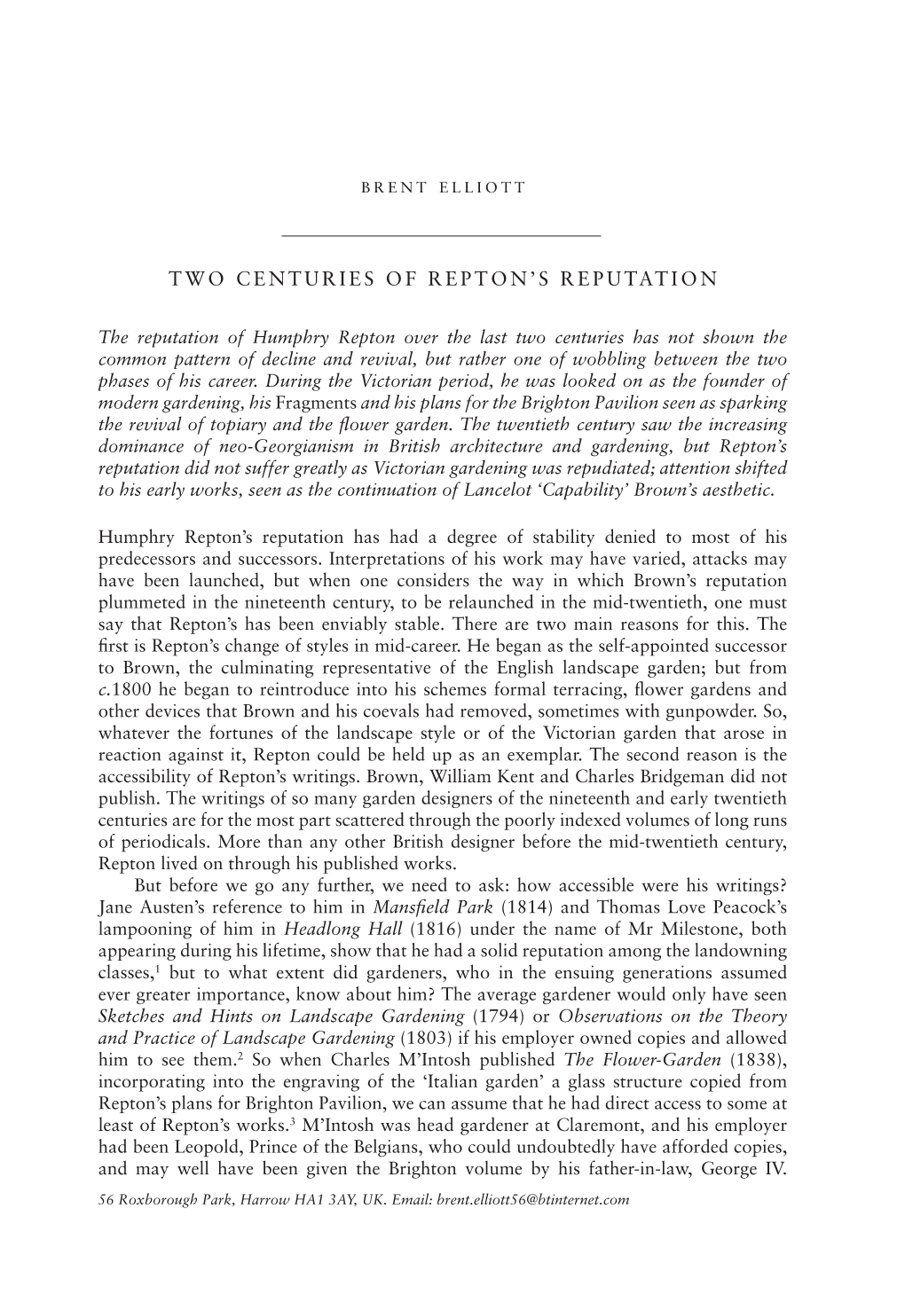 Two Centuries of Repton's Reputation
